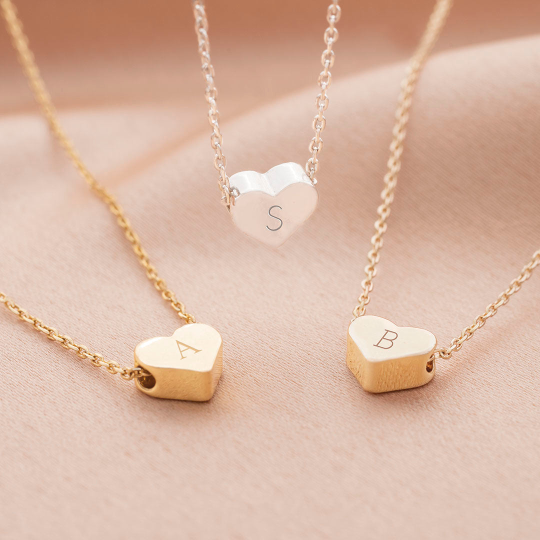 Mini Heart Initial Necklace